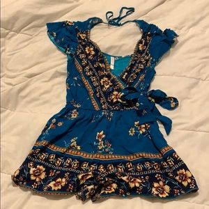 Floral blue romper
